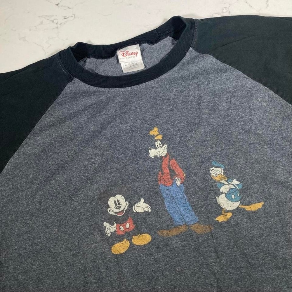 Vintage Disney store Mickey goofy & Donald baseball 3/4 sleeve tshirt size XL